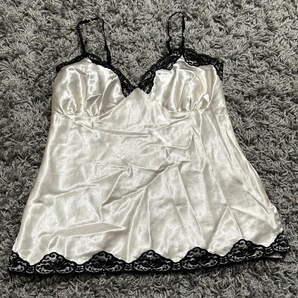 Vintage Aqua Blue Y2K Lace Satin cami Size M - Picture 1 of 3